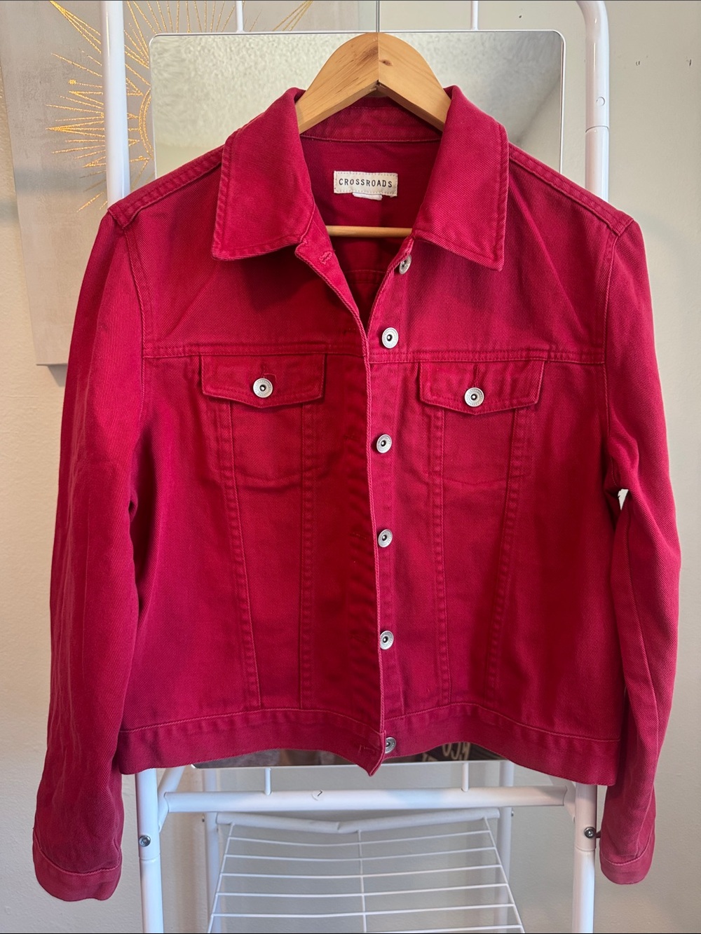 Crossroads Women's Classic Red Denim Jacket Medium